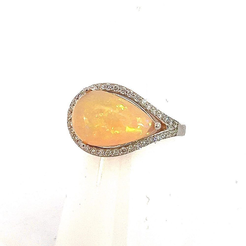 Natural Opal Diamond Ring 6.75 14k W Gold 4 TCW Certified $4,950 310548